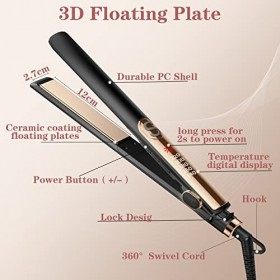 GAOEEIN Lisseur Cheveux, Professionnel Fer à Lisser Boucleur 2 en 1 Plaques de Céramique Tourmaline avec Écran LCD Températur