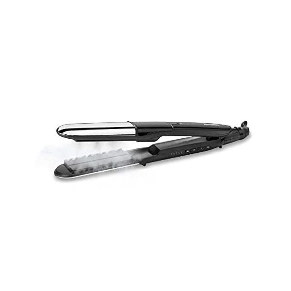 BaByliss ST495E Lisseur Vapeur en Métal pur 2 en 1, Fonction vapeur, Céramique Diamantée, 5 Sélections de Température de 150°