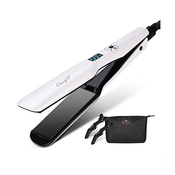 CkeyiN Lisseur Cheveux Plaque Large 45mm, Professionnel Fer à Lisser en Revêtement Ceramic, 12 Niveaux de Température Afficha