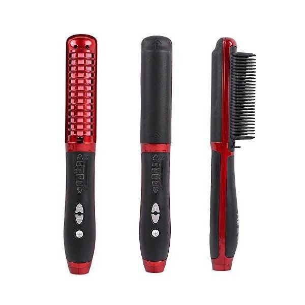 Minidiva Brosse lisseur cheveux, Défriser les Cheveux Anti Scald Anti Statique Fer à lisser avec Technologie Ionique Rouge 