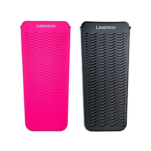 Lessmon Lot de 2 pochettes en silicone résistant à la chaleur pour fer plat, fer à friser, fer à lisser, outils pour cheveux 