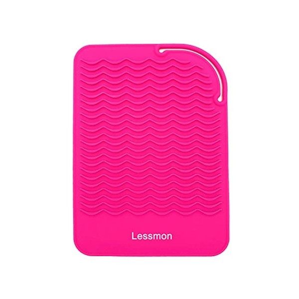 Tapis résistant à la chaleur pour fer à friser, fer à lisser, fer à lisser et outils de coiffure, 22,9 x 16,5 cm, rose