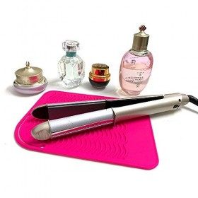 Tapis résistant à la chaleur pour fer à friser, fer à lisser, fer à lisser et outils de coiffure, 22,9 x 16,5 cm, rose