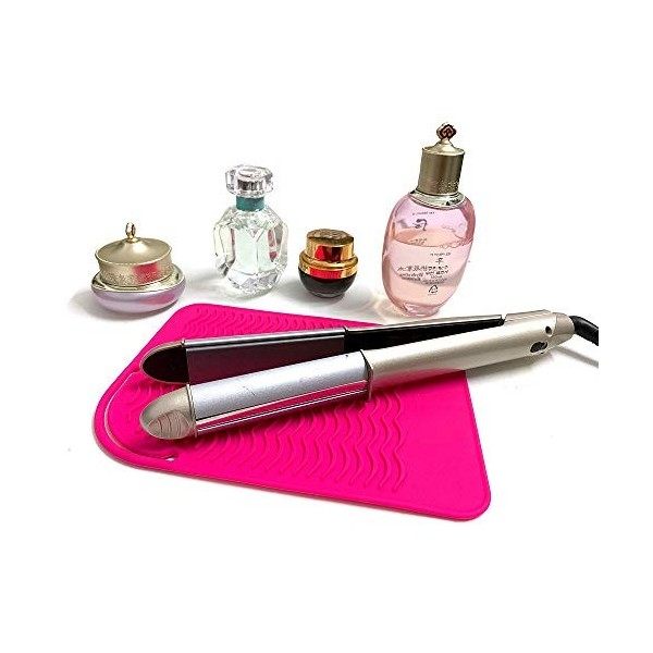 Tapis résistant à la chaleur pour fer à friser, fer à lisser, fer à lisser et outils de coiffure, 22,9 x 16,5 cm, rose