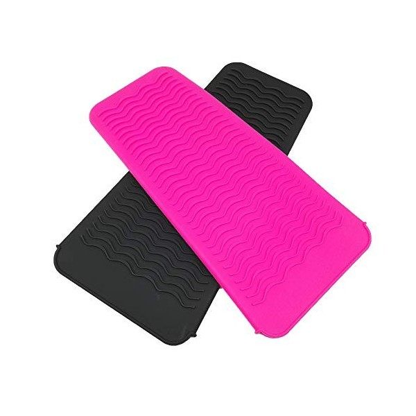 Lot de 2 tapis de coiffure portables en silicone résistant à la chaleur, housse pour fer à friser, fer à lisser, étui de voya