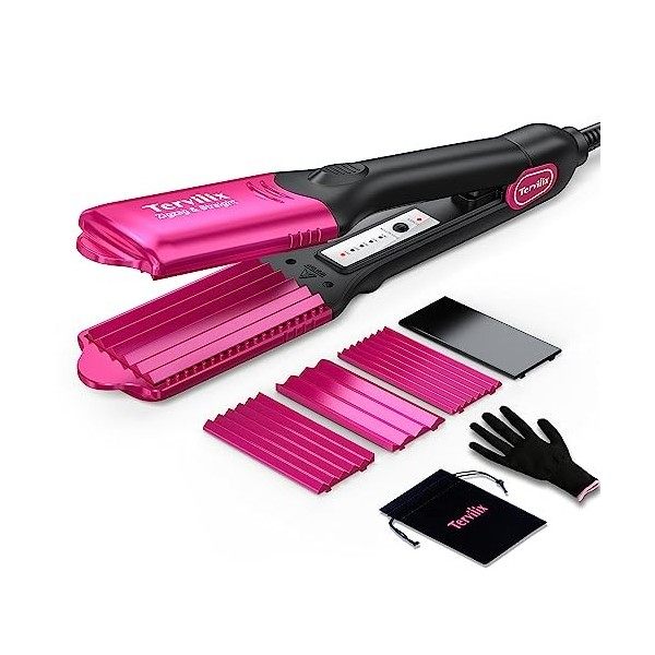 Terviiix Fer à Gaufrer multi-styler pour coiffure moelleuse, fer à crêpe ondulé avec 4 plaques interchangeables donnent du vo