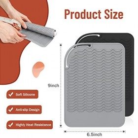 Lot de 2 tapis chauffants pour fer à friser, fer à friser, fer plat – Tapis en silicone résistant à la chaleur, épais et rési