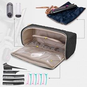 YARWO Étui de transport de voyage compatible avec fer à lisser et attaches, sac de rangement portable pour fer à lisser et ac