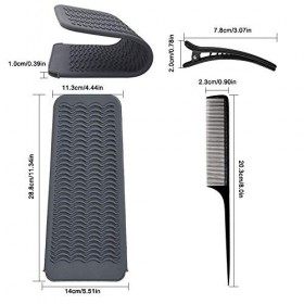 Sac en silicone résistant à la chaleur, outils de coiffage Sonku avec 2 peignes à queue et 6 clips pour lisser les cheveux, s