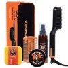 Tames Beard Straightener Essentials Kit - Peigne à lisser anti-brûlure pour barbe - Spray thermique - Barbe Soa