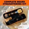 Tames Beard Straightener Essentials Kit - Peigne à lisser anti-brûlure pour barbe - Spray thermique - Barbe Soa