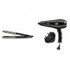 BaByliss Lisseur Staight & Curl Brilliance avec plaques incurvées et fonction ionique ST482E & Sèche-cheveux Cordkeeper 2000 