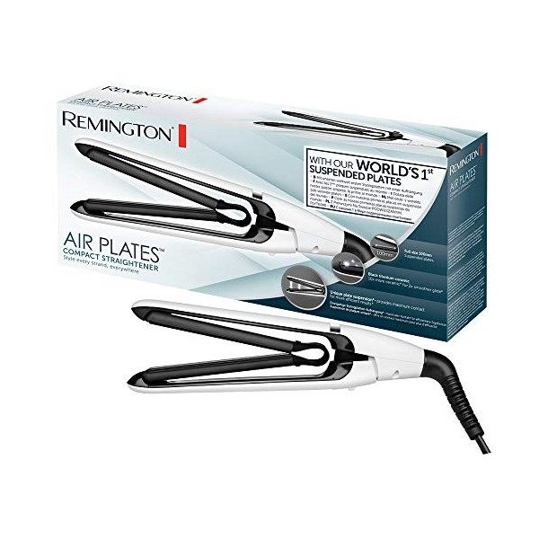 Remington Lisseur Cheveux & Boucleur Cheveux 2en1 Compact Voyage, Revêtement Black Titanium Ceramic, Plaques 100mm, Températu