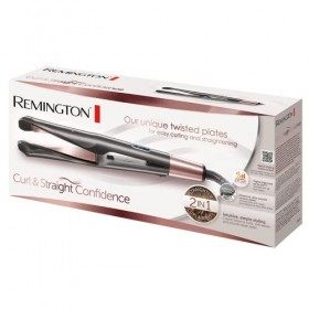 Remington Lisseur Cheveux [2en1: lisse & boucle] Curl&Straight Confidence Plaques twistées Céramique Tourmaline, Ecran LCD, 