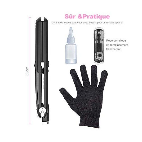 LONGKO Lisseur Cheveux Vapeur Fer à Lisser/Boucler Professionnel Plaque en Céramique -Avec Ecran LCD 6 Températures Réglables