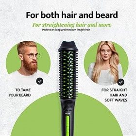 Brosse Pour Barbe E Lisseur Cheveux 2 En 1,Lisseur Barbe Hommes,30 Secondes Peigne Lisseur Chauffant Peigne À Ceramique,Tempé