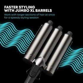 Revamp Progloss Boho Beach Waver XL – 38 mm Waver avec 3 barils pour de grandes vagues de plage souples – Niveaux de chaleur 