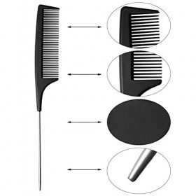 Peigne de Cheveux, Siming Peigne Fibre Carbone à Queue Professionnel Coupe de Cheveux pour Salon Coiffure Noir, 1 pc 