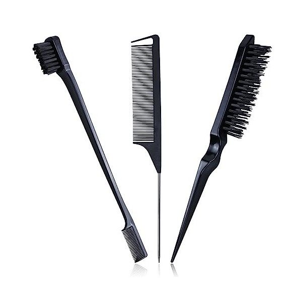 Peigne à dents fines et queue métal pour coiffure en plastique