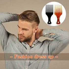 Xinzistar 2 pièce Peigne Afro Antistatique Brosse Cheveux Afro Peigne Afro Dents Larges pour les Cheveux Bouclés et Crépus