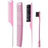 Yorgewd 4 Pièces Set de Brosse à Taquiner, Peigne à Sourcils Brosse à Double Tranchant Peigne Coiffeur Antistatique Peigne Qu