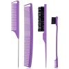 Yorgewd 4 Pièces Set de Brosse à Taquiner, Peigne à Sourcils Brosse à Double Tranchant Peigne Coiffeur Antistatique Peigne Qu