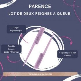 PARENCE - Lot de 2 Peignes à Cheveux antistatique , Peigne de Coiffure professionnel Anti-Statique Résistant à la Chaleur, Pe