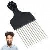 Peigne Afro en Métal, Peigne Cheveux Africain, Peigne en Métal Afro Pick, Pick Cheveux à Dents Larges, Brosse Cheveux Bouclés