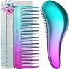 Duo Brosse Démêlante et Peigne – La Meilleure Brosse Démêlante pour Cheveux Mouillés, Secs, Bouclés, pour Femmes & Enfants, e