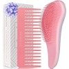 Duo Brosse Démêlante et Peigne – La Meilleure Brosse Démêlante pour Cheveux Mouillés, Secs, Bouclés, pour Femmes & Enfants, e