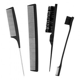 KroY PecoeD 4 Pièces Set de Brosse à Taquiner, Peigne à Sourcils Brosse à Double Tranchant Peigne Coiffeur Antistatique Peign