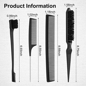 KroY PecoeD 4 Pièces Set de Brosse à Taquiner, Peigne à Sourcils Brosse à Double Tranchant Peigne Coiffeur Antistatique Peign
