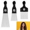 Xinzistar 3 Pièces Peigne Afro Métal Différentes Longueurs Afro Pick Peigne Peigne de Coiffure Peigne Brosse Cheveux Afro pou