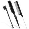 AOOWU 3Pcs Set de Brosse à Cheveux de Bord en Poils, Set de Brosse à Taquiner, Peigne à Dos Lisse Peigne à Double Tranchant P