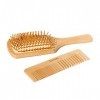 Brosse Demelante Cheveux en Bambou pour Massage du Cuir Chevelu et Poignée Ergonomique et Peigne Cheveux Antistatique Peigne 