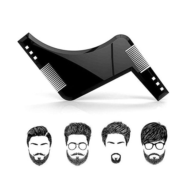 Peigne Barbe Outil de Façonnage et de Coiffage de la Barbe,Peigne Pochoir Barbe Homme,Barber Tools Pochoir à Barbe pour les H