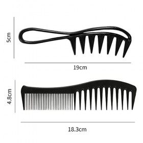2 Pièces Ensemble de Peigne à Cheveux, Peigne Cheveux Peigne à Dents Larges professionnel Anti-Statique Résistant à la Chaleu