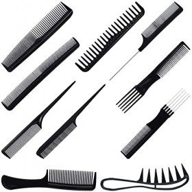 Xinzistar 10 Pièces Peignes Kit de Coiffure, Professionnel Peigne Salon Coiffure Résistant à la Chaleur Peigne Fibre Carbone 