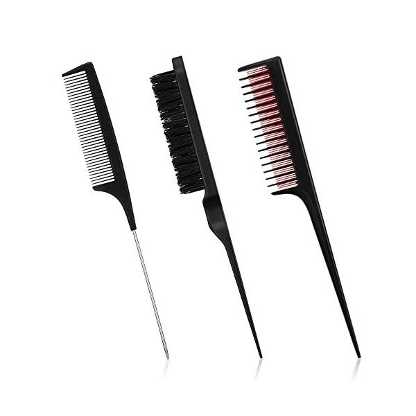 3 Pièces Set de Peigne de Coiffure, Comprend Brosse à Cheveux Taquine Brosse à Cheveux Duveteuse, Peigne à Queue Rat Peigne T