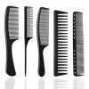 Ensemble de Peignes à Cheveux, 5 Pcs Peigne à Dents Larges Fines Peigne à Queue Antistatique Peigne Démêlant pour Hommes Femm