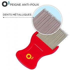 O³ Peigne Poux - 2 Peignes Anti Poux et Lentes - Dents Métalliques Adaptées