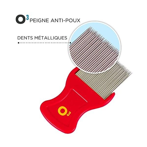 O³ Peigne Poux - 2 Peignes Anti Poux et Lentes - Dents Métalliques Adaptées