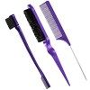 3 Pcs Set de Brosse à Cheveux de Bord en Poils Brosse à Bord Double Face Peigne à Dos Lisse Peigne à Double Tranchant Peigne 