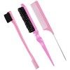 3 Pcs Set de Brosse à Cheveux de Bord en Poils Brosse à Bord Double Face Peigne à Dos Lisse Peigne à Double Tranchant Peigne 