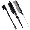 3 Pcs Set de Brosse à Cheveux de Bord en Poils Brosse à Bord Double Face Peigne à Dos Lisse Peigne à Double Tranchant Peigne 