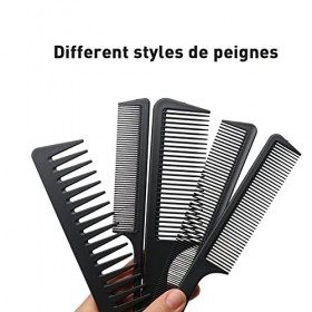 BAISDY 5 Pièces peigne à cheveux pour Hommes Femmes Peigne à Dents Fines et Larges pour Salon Home