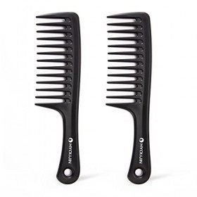 HYOUJIN Lot de 2 peignes à dents larges pour cheveux secs ou mouillés - Pour femme et homme - Brosse à cheveux pour cheveux n