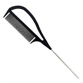 Peigne en fibre de carbone « Never Let Go » pour coiffer, équilibrer et mettre en évidence la longue queue en métal.