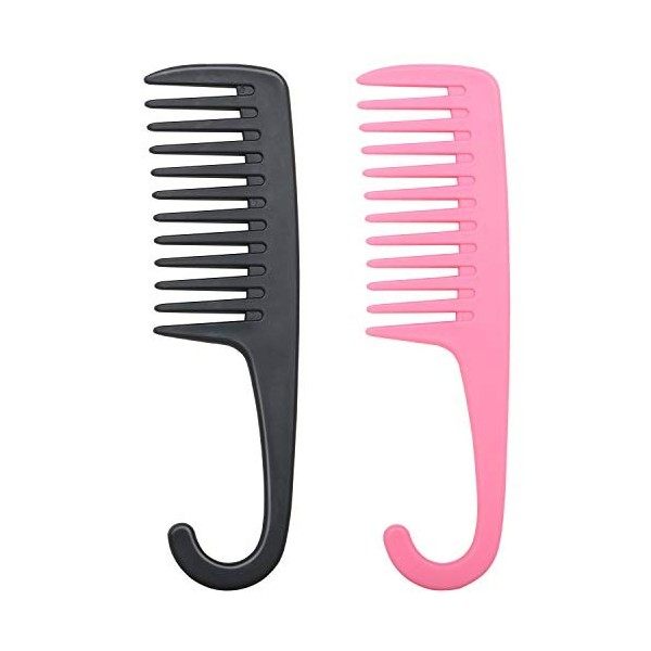 Trixes Lot de 2 peignes de douche large denté Idéal pour cheveux Démêlant