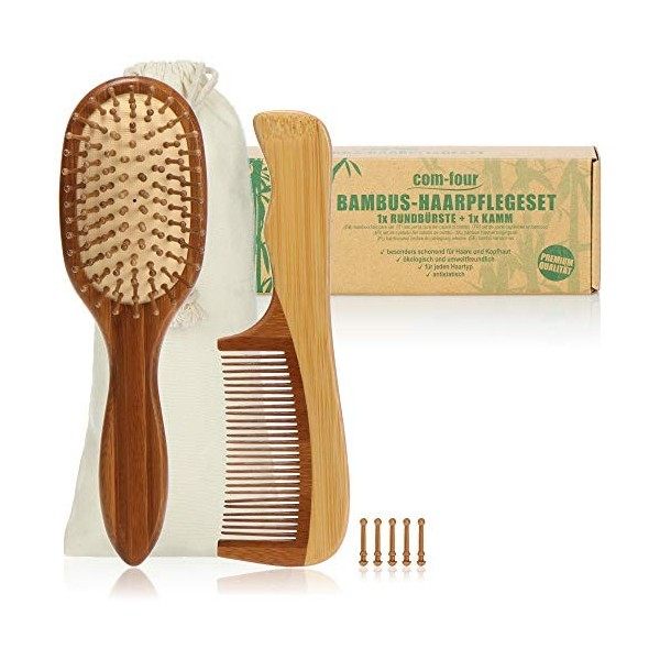 COM-FOUR® Peigne à cheveux en bois de santal Premium, peigne à cheveux à grosses dents en bois de santal, peigne en bois dura